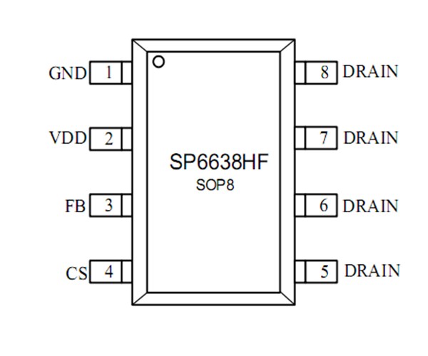 SP6638HF，恒功率，支持低壓直充的PWM芯片，18W，內(nèi)置MOS